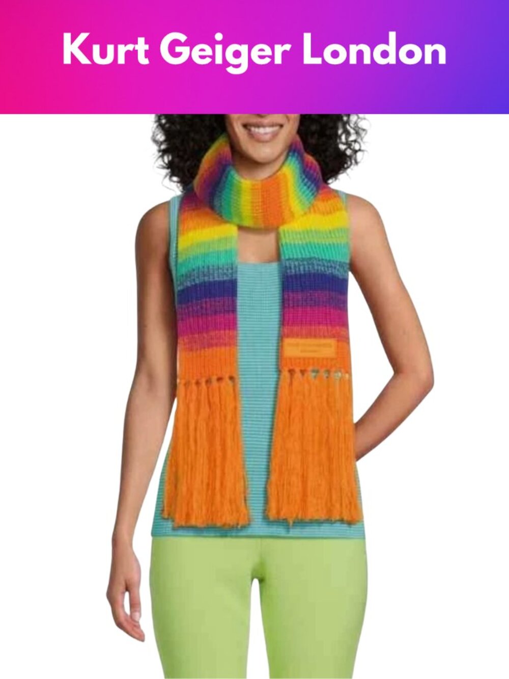 Kurt Geiger London Rainbow Fringe Oblong Scarf